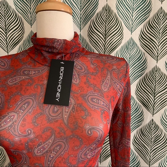 COPY - BORN HONEY | Paisley Sheer Mesh Bodysuit NWT - Picture 3 of 9